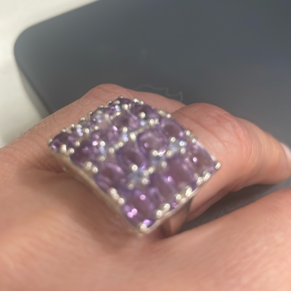 Amethyst Gemstone Statement Ring From Thailand 92… - image 1